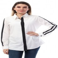 قميص قطن لونين بأزرار امامية